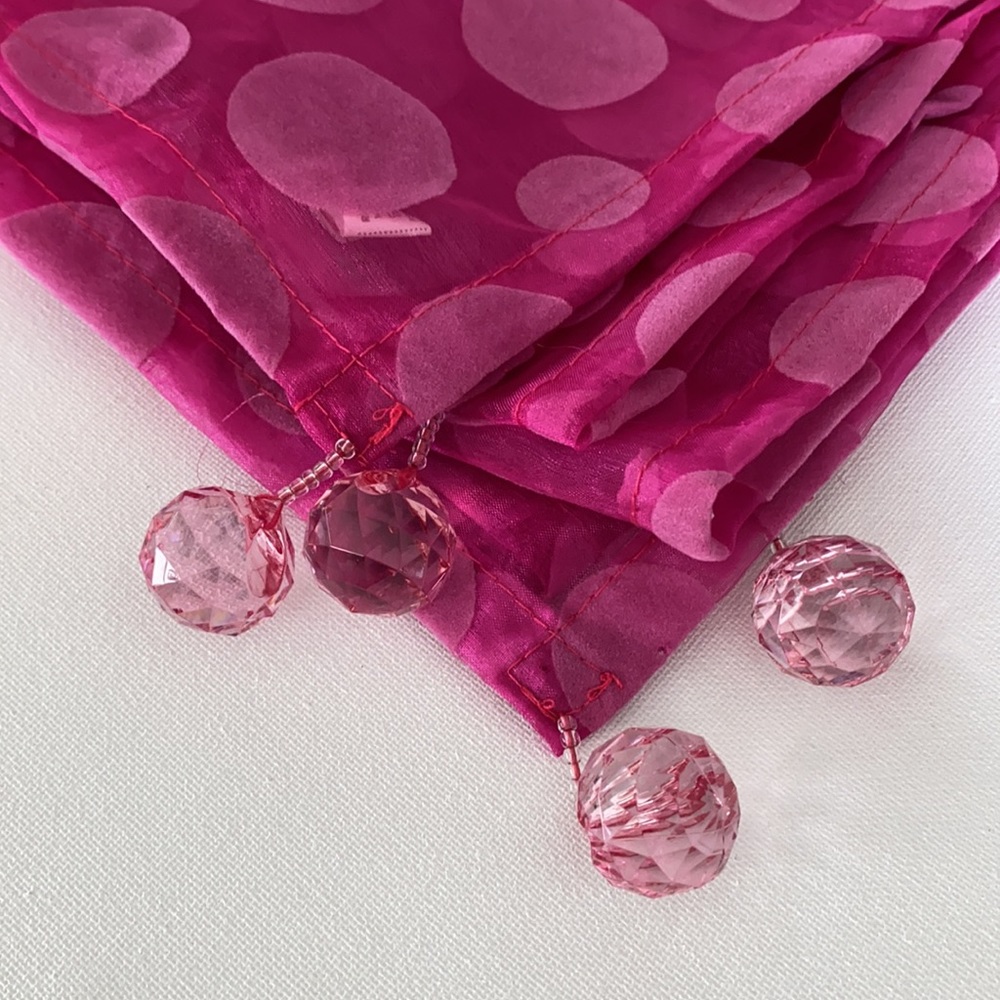 Saro Lifestyle Pink Polka Dot Organza Table Topper